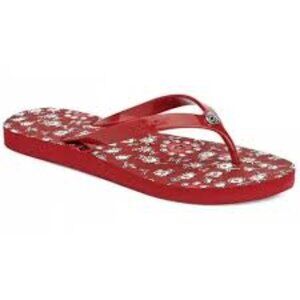Coach Abigail Red Floral Flip Flops